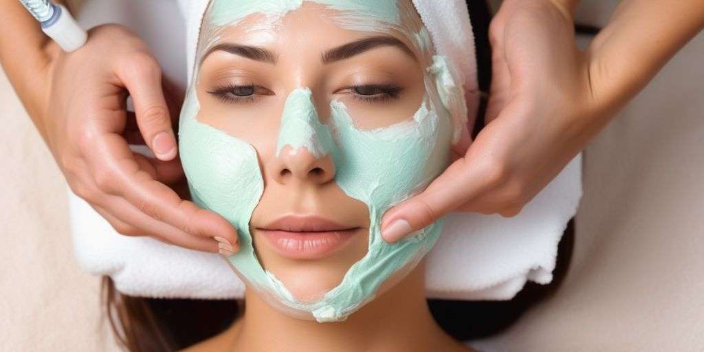 woman undergoing facial hair removal treatment in a spa