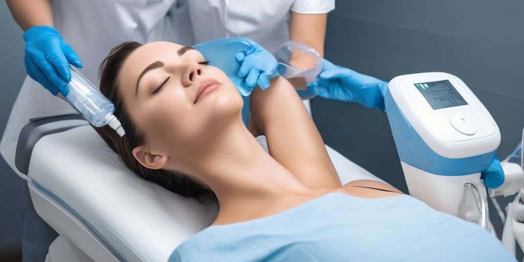 person receiving CoolSculpting treatment in a modern clinic