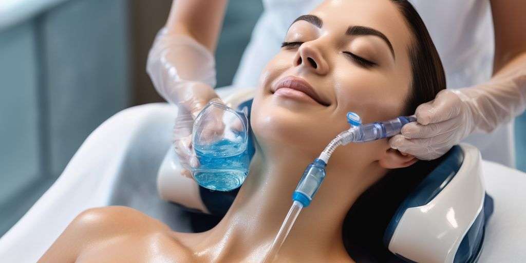 woman receiving HydraFacial treatment in spa