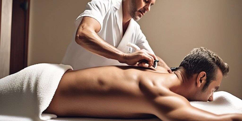 man undergoing chest hair removal in a spa setting