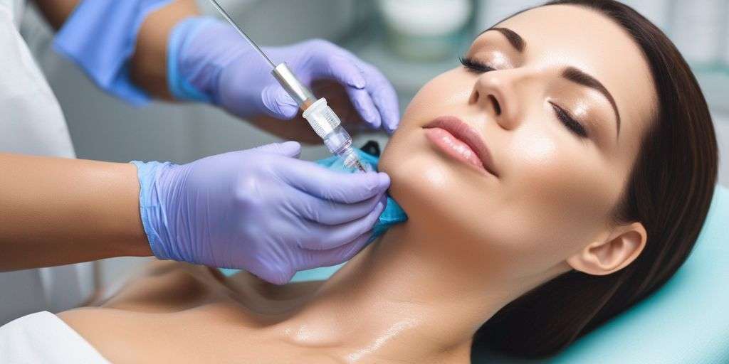 woman receiving Botox treatment in a modern clinic