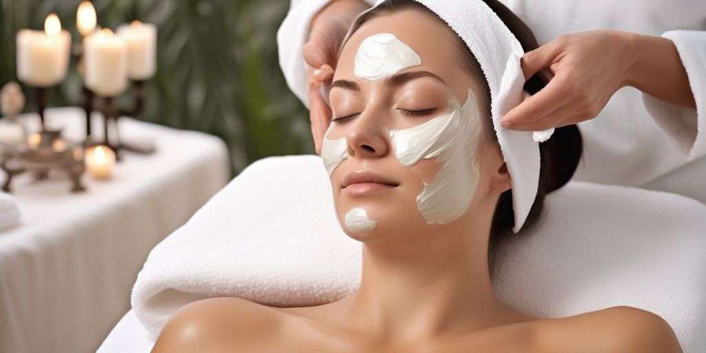 woman experiencing facial peel treatment in a serene spa