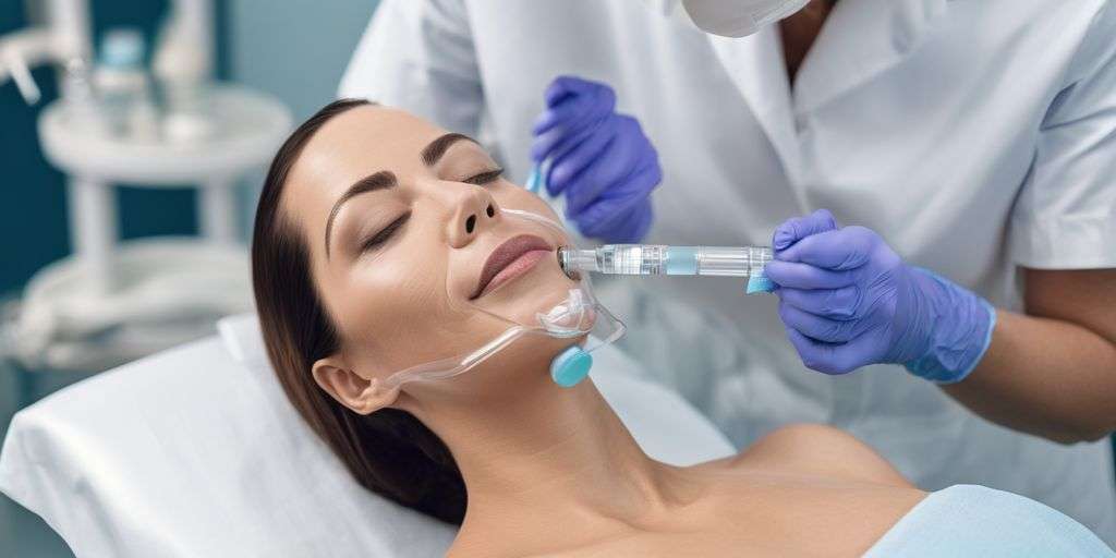 woman receiving JUVÉDERM treatment in a modern clinic