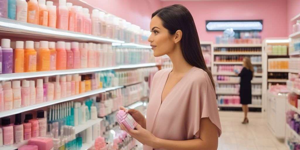 woman considering different hair removal products in a beauty store