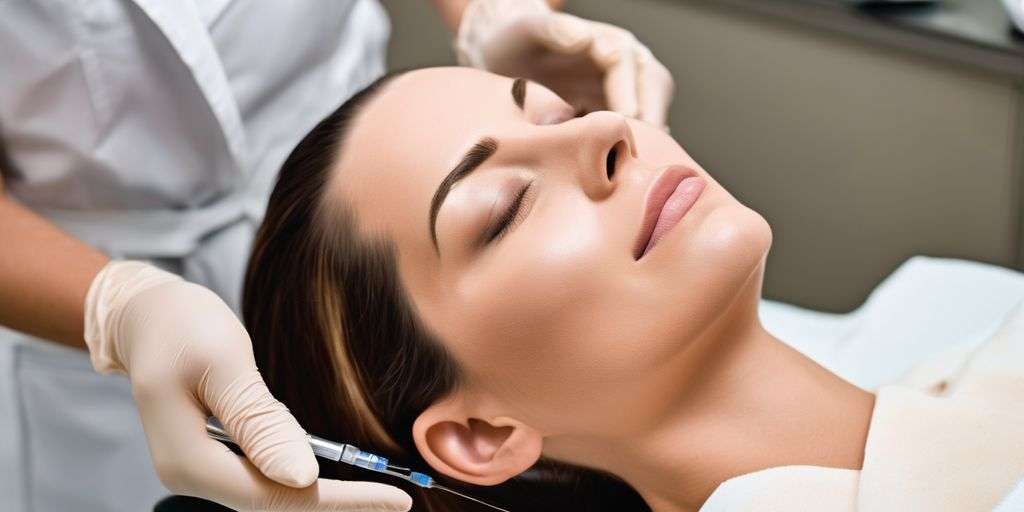 woman receiving Sculptra treatment in a clinic