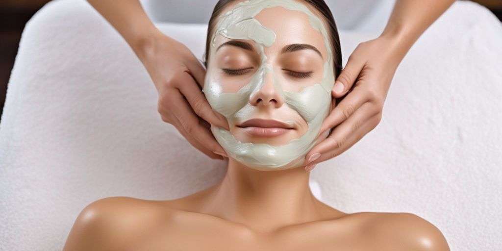 relaxed woman receiving facial treatment at a medical spa