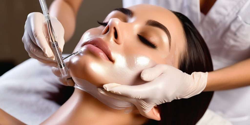 woman receiving dermaplaning treatment in a spa