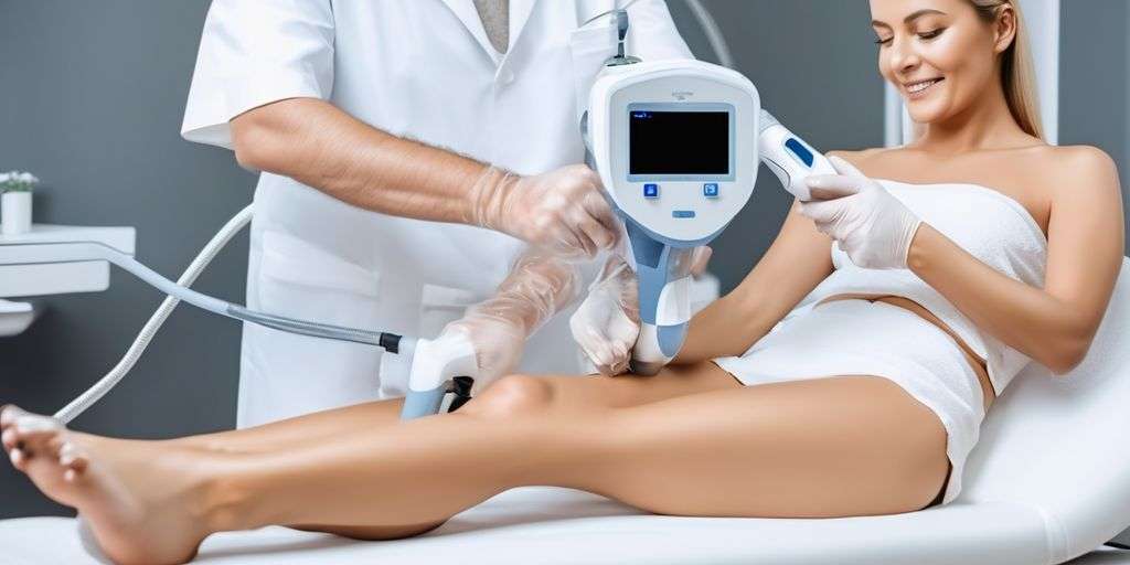 woman receiving diode laser hair removal treatment in a modern clinic