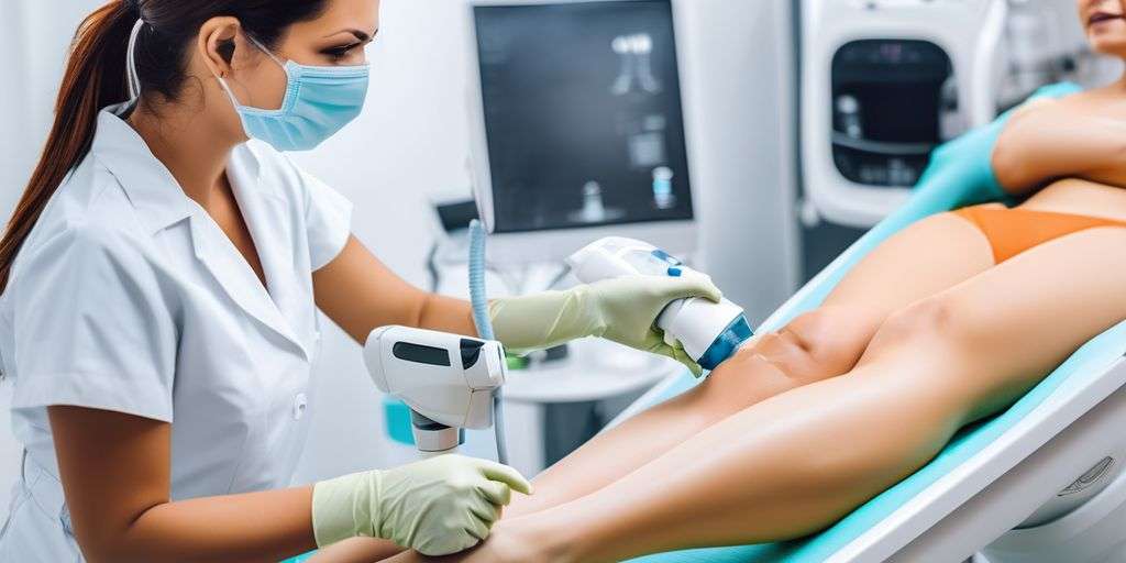 woman receiving laser hair removal treatment in a modern clinic